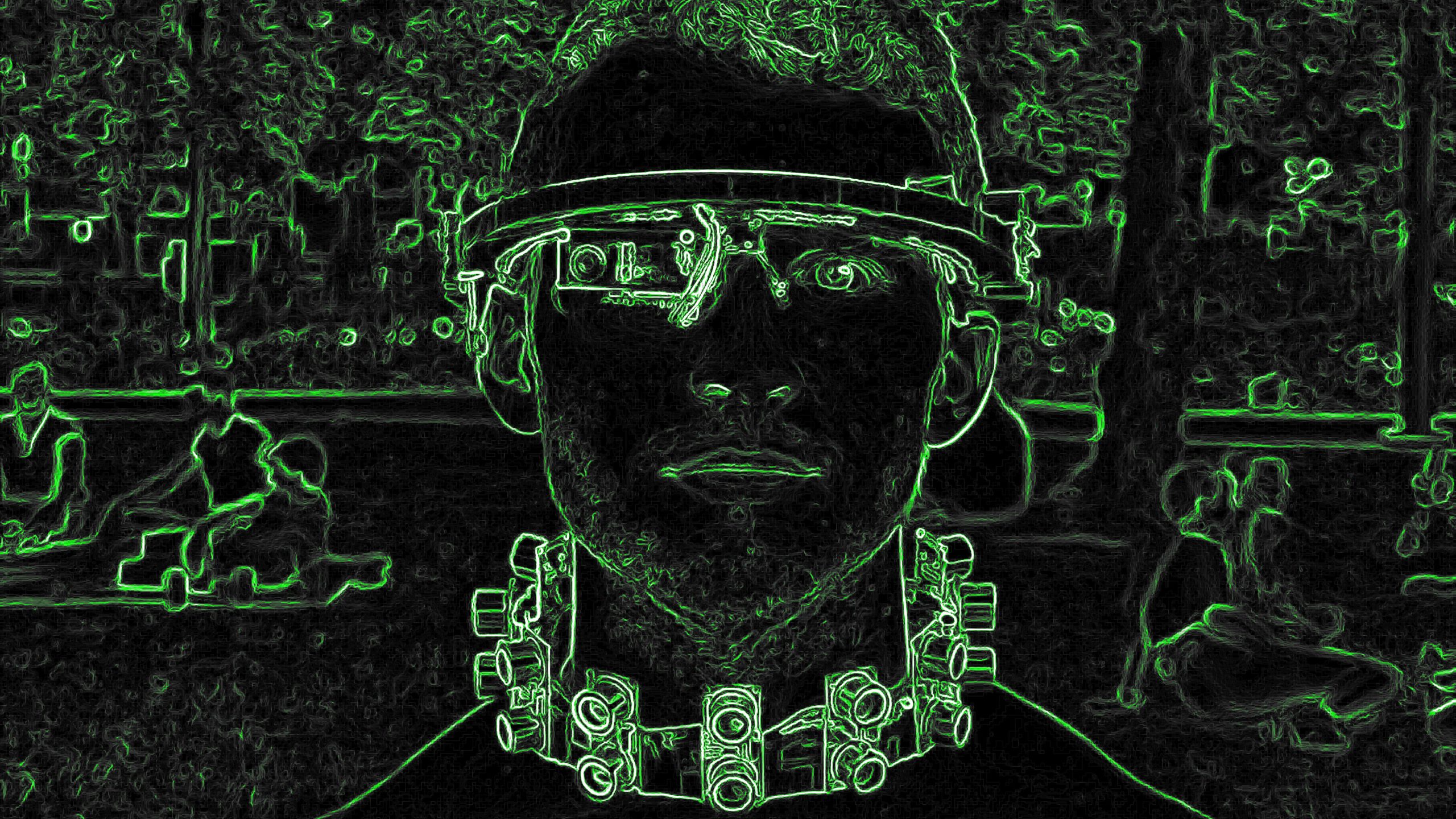Cayden Pierce wearing experimental technology